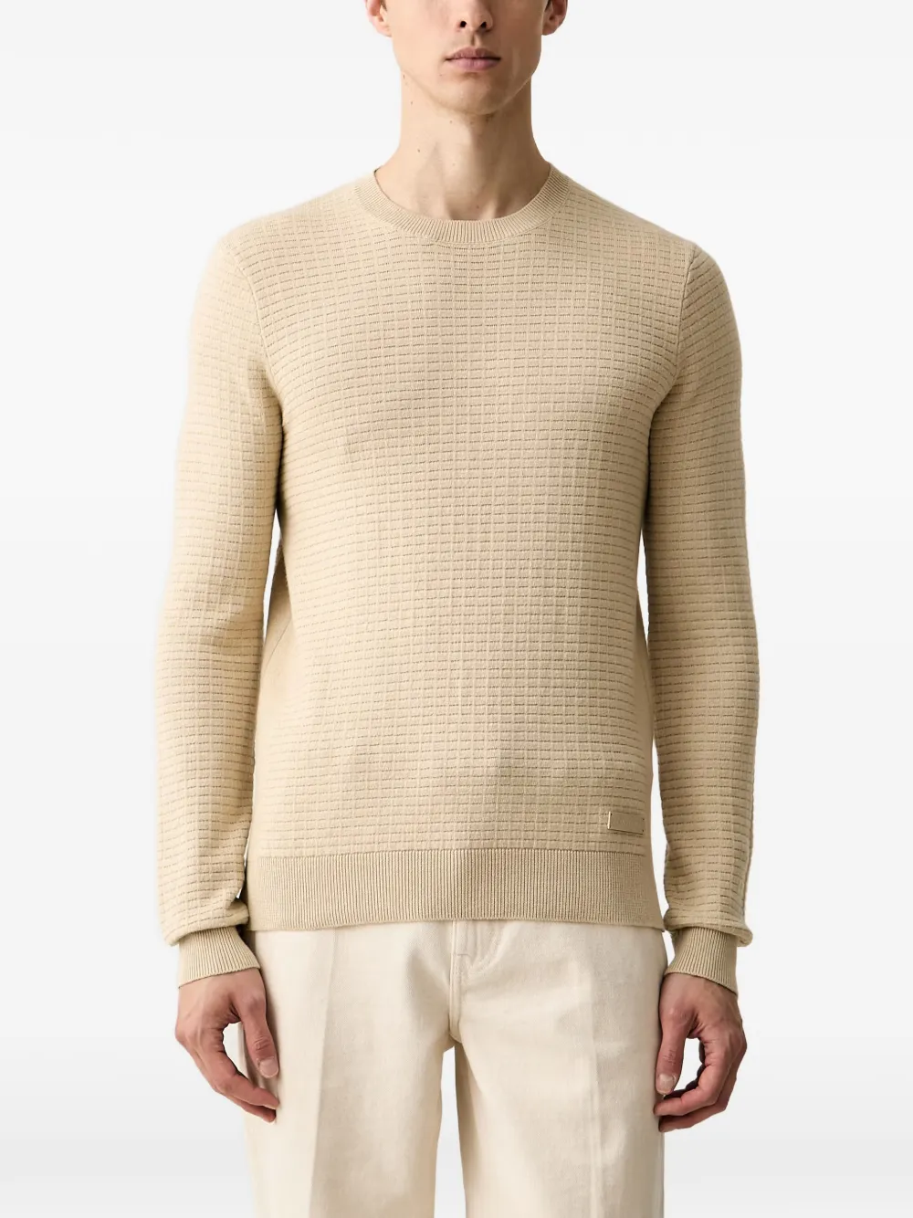 Trussardi textured-knit crew-neck sweater - Toni neutri