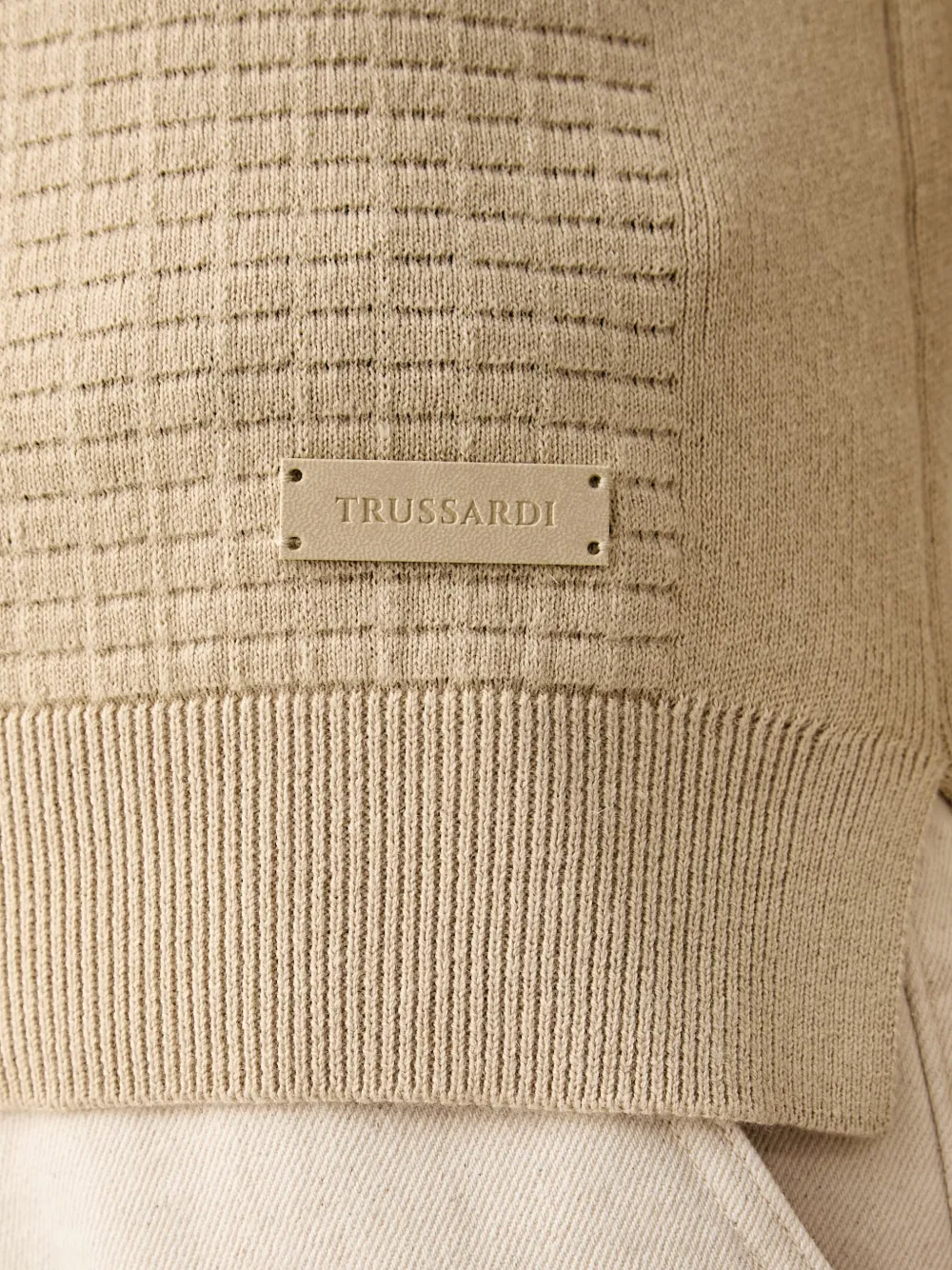 Trussardi textured-knit crew-neck sweater Beige