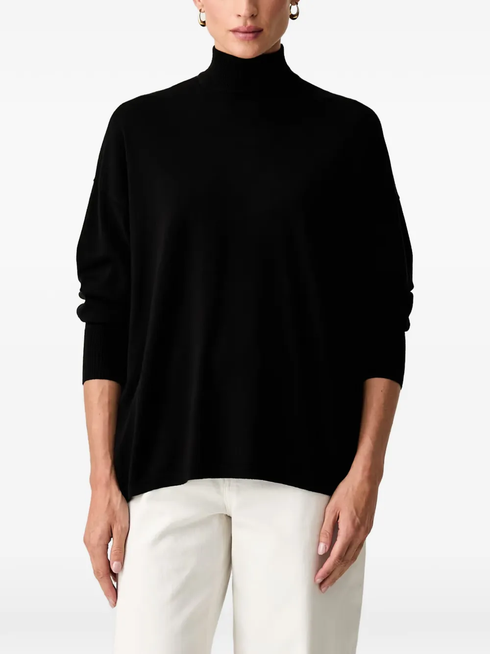 Trussardi high-neck embroidered-logo sweater - Nero
