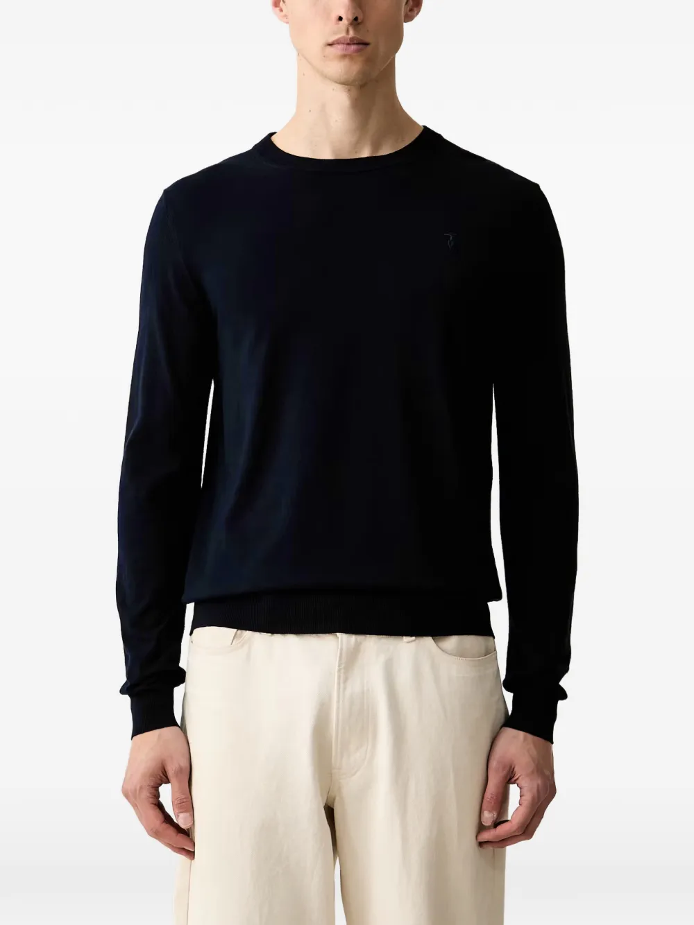 Trussardi logo-embroidered crew-neck sweater - Blu