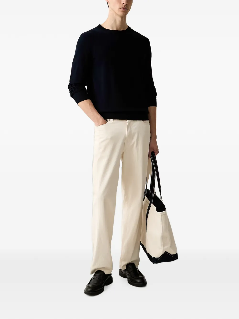 Trussardi Trui met geborduurd logo en ronde hals Blauw