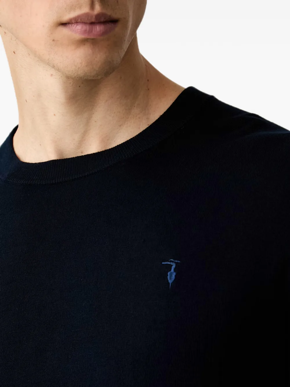 Trussardi Trui met geborduurd logo en ronde hals Blauw