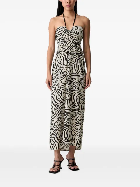 VICOLO zebra-print halterneck maxi dress