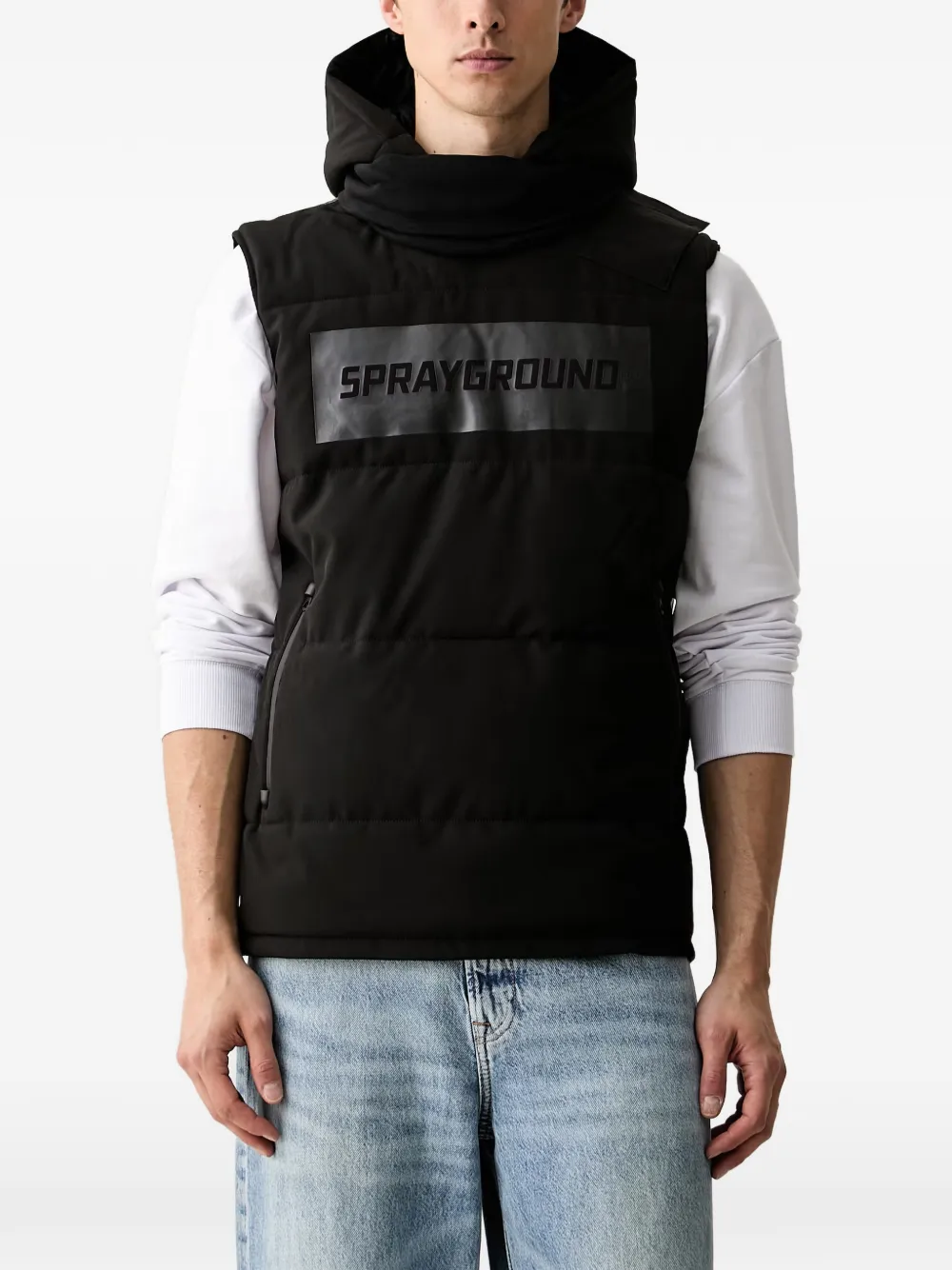 Sprayground Ninja Bullet Logo-print Padded Gilet In Black