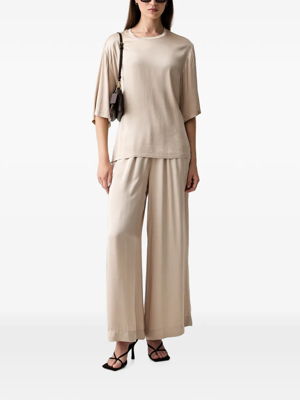 Vicolo Elasticated Palazzo Pants In Neutral