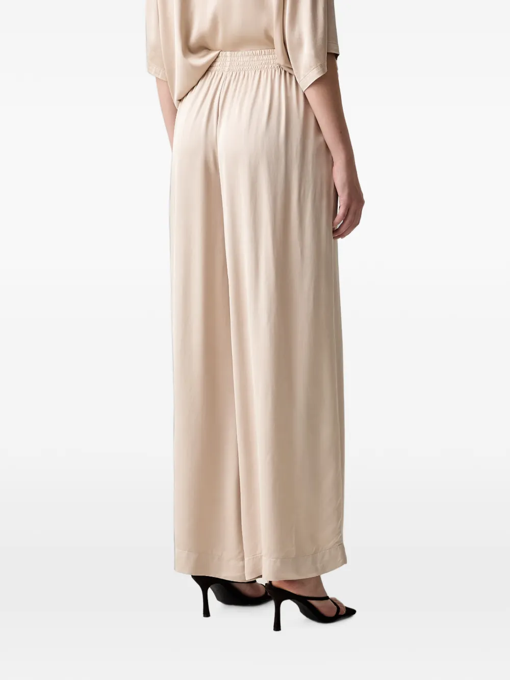 Vicolo Elasticated Palazzo Pants In Neutral