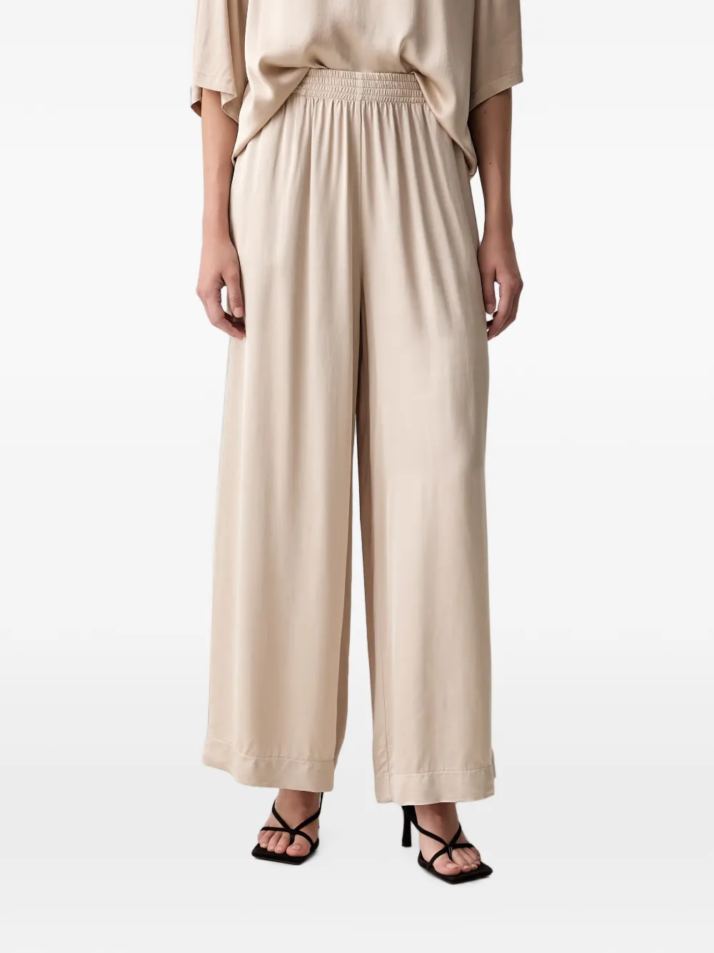 Vicolo Elasticated Palazzo Pants In Neutral