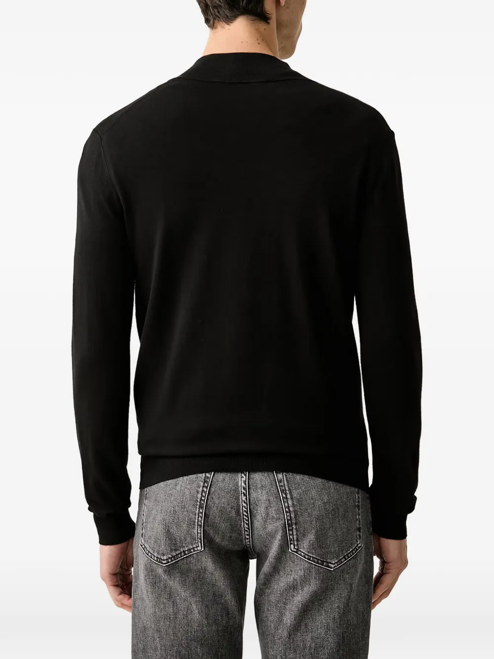 Trussardi zip-up embroidered-logo cardigan Zwart