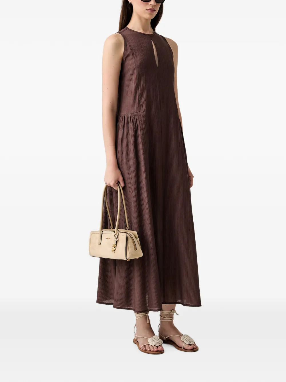 VICOLO Midi-jurk met sleutelgat-detail Bruin