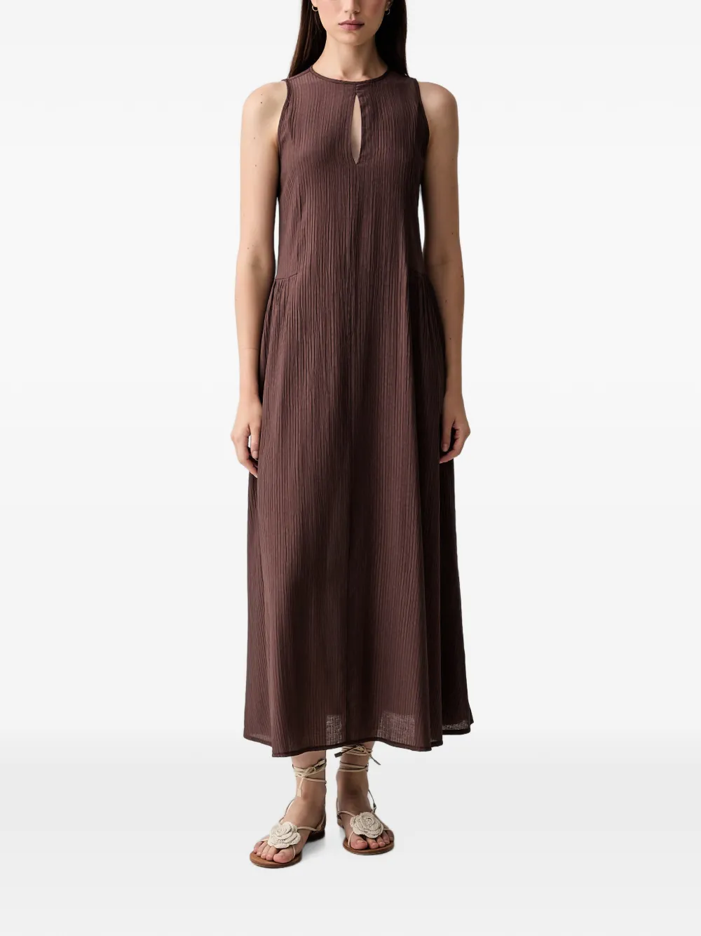 Vicolo Key-hole Midi Dress In Brown