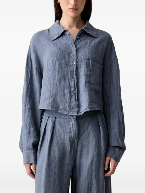 VICOLO camisa corta de lino con botones