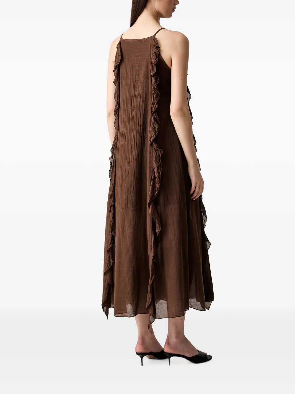 VICOLO Jurk met ruches afwerking Bruin