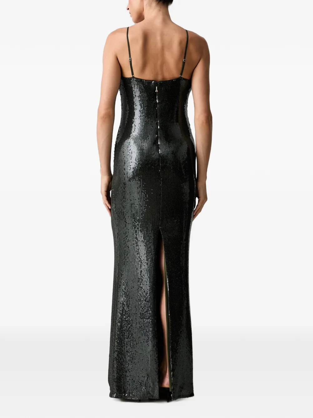Patrizia Pepe sequin-embellished spaghetti-strap maxi dress Grijs