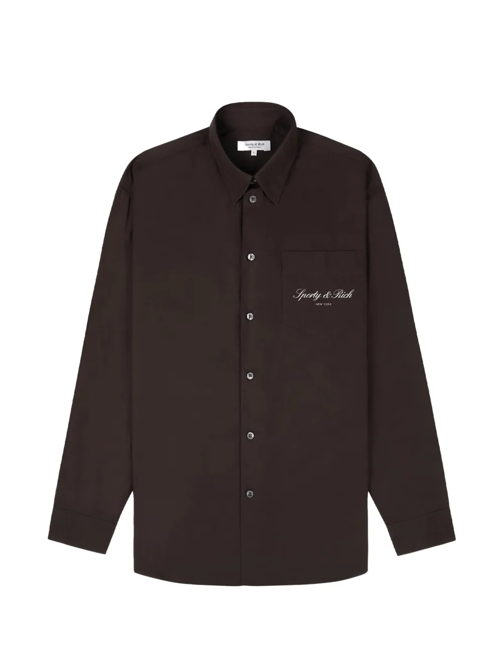 Sporty & Rich logo-print oversized shirt - Marrone
