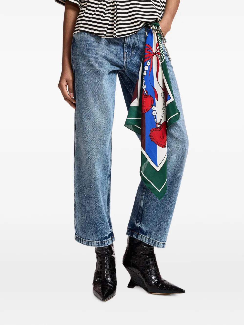 Essentiel Antwerp Kosimo jeans met kettingdetail Blauw