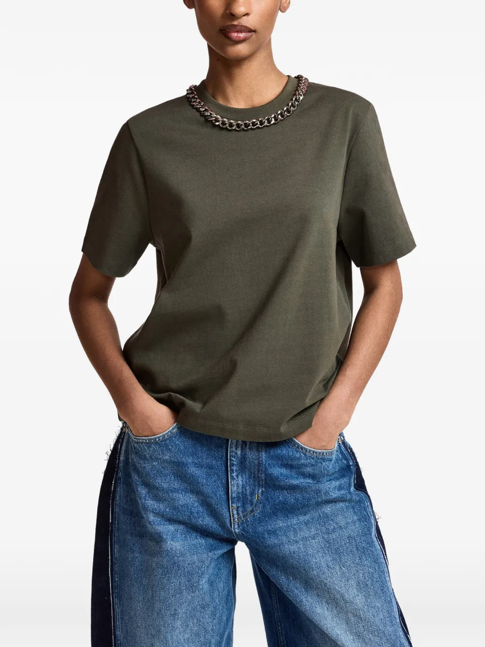 Essentiel Antwerp Klaim T-shirt verfraaid met ketting Groen