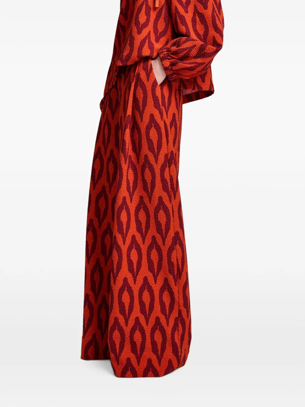Essentiel Antwerp Palazzo broek met trekkoordsluiting en print Rood
