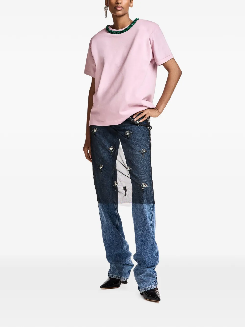 Essentiel Antwerp T-shirt verfraaid met kristallen Roze