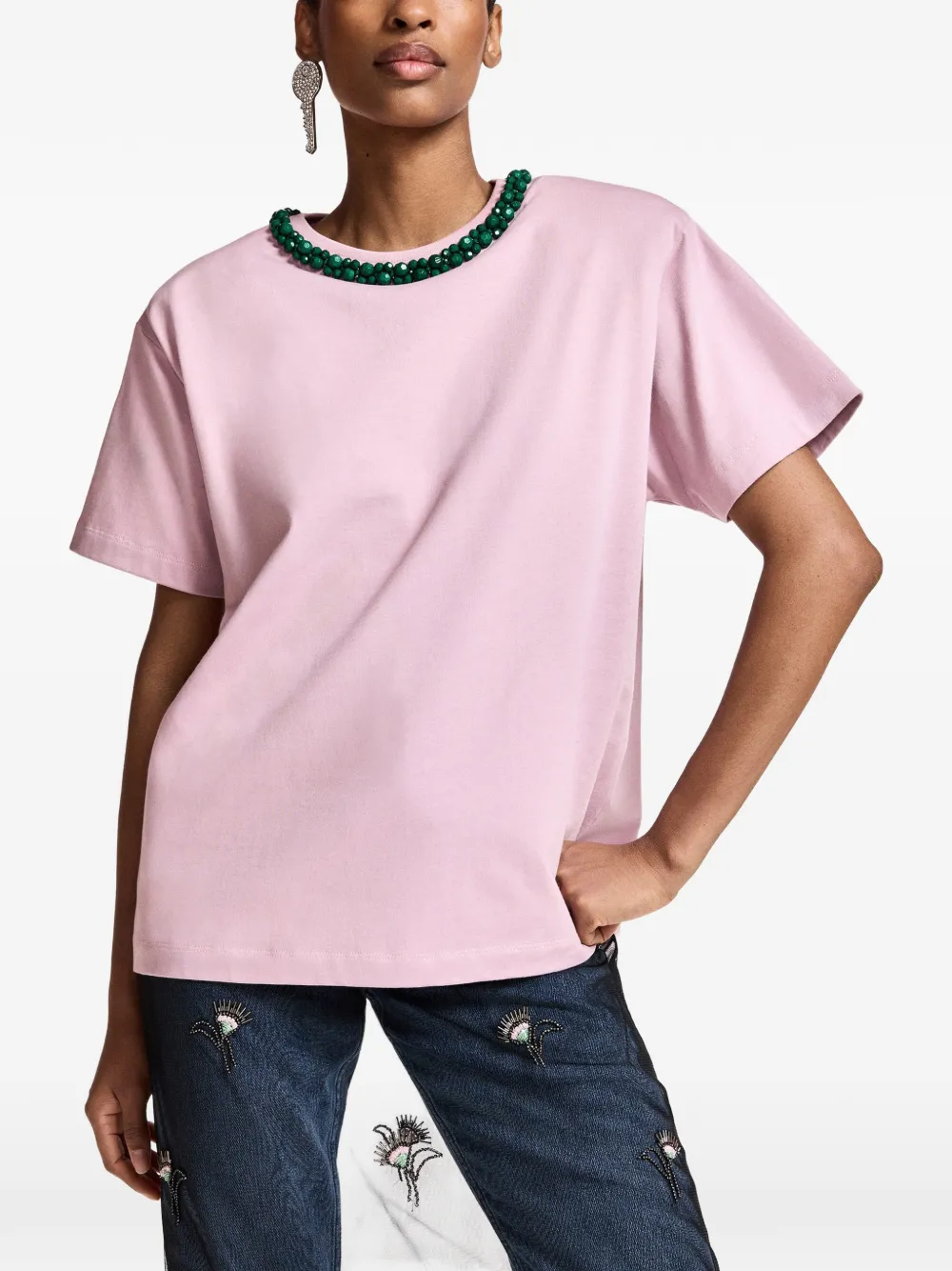 Essentiel Antwerp T-shirt verfraaid met kristallen Roze