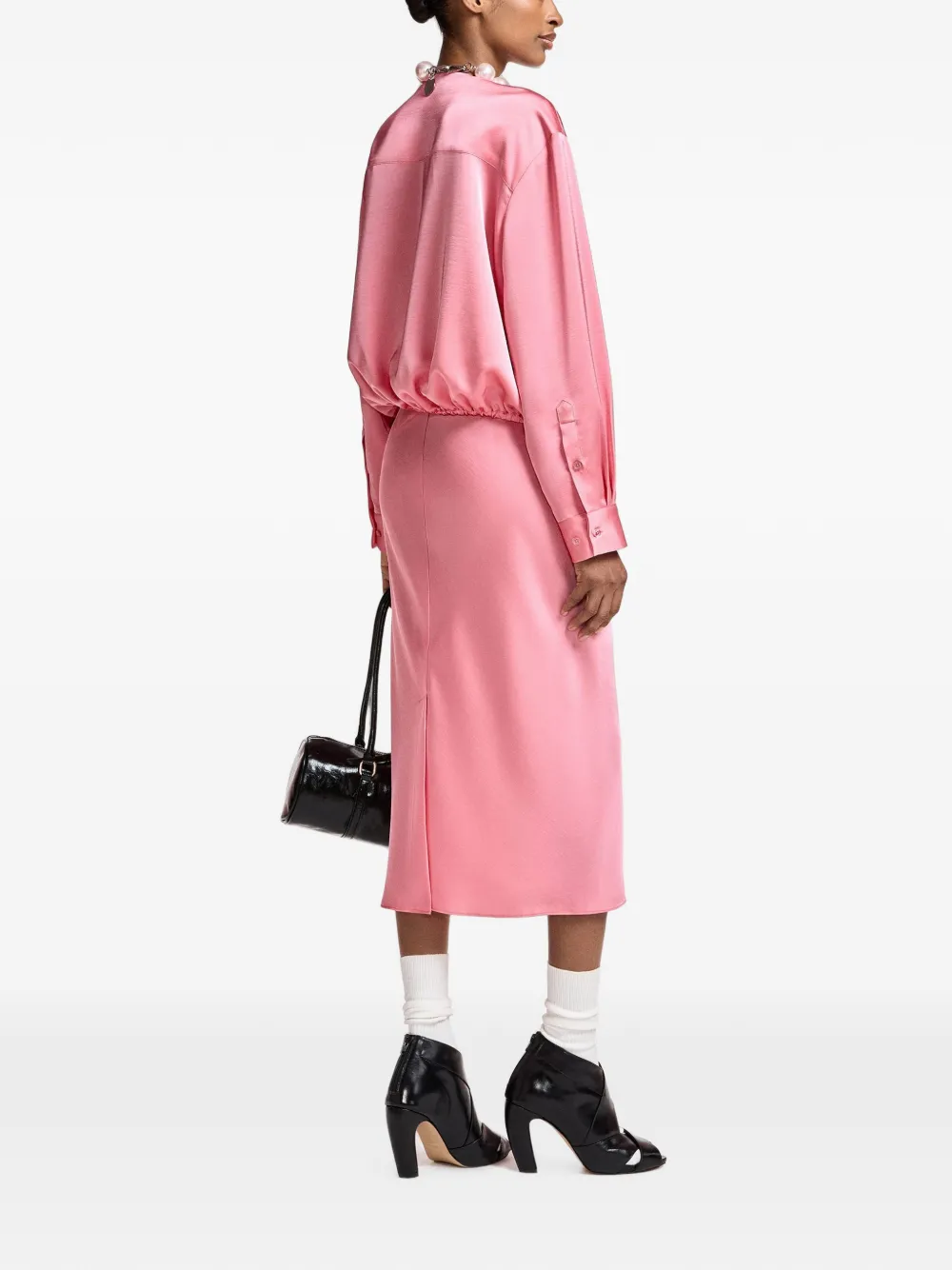 Essentiel Antwerp Kolkwitzia wikkelblouse met diepe V-hals Roze