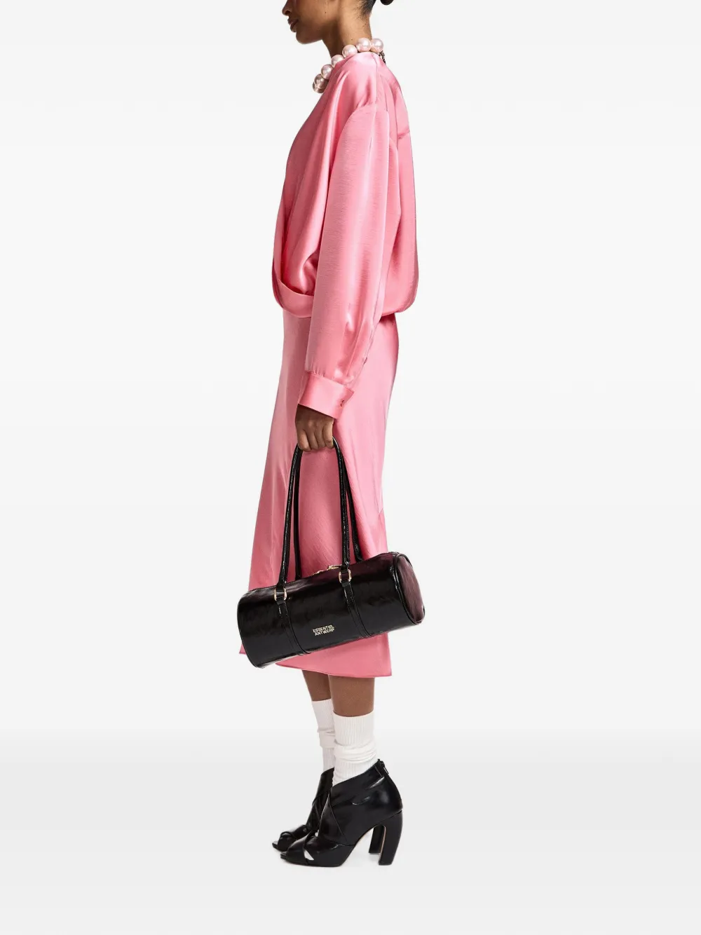 Essentiel Antwerp Kolkwitzia wikkelblouse met diepe V-hals Roze