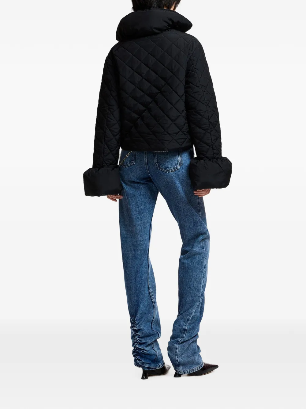 Essentiel Antwerp zip-up quilted jacket Zwart
