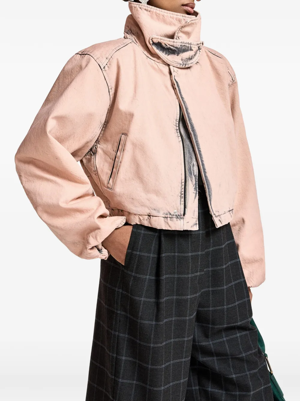 Essentiel Antwerp Koffee denim jack met ritssluiting Roze
