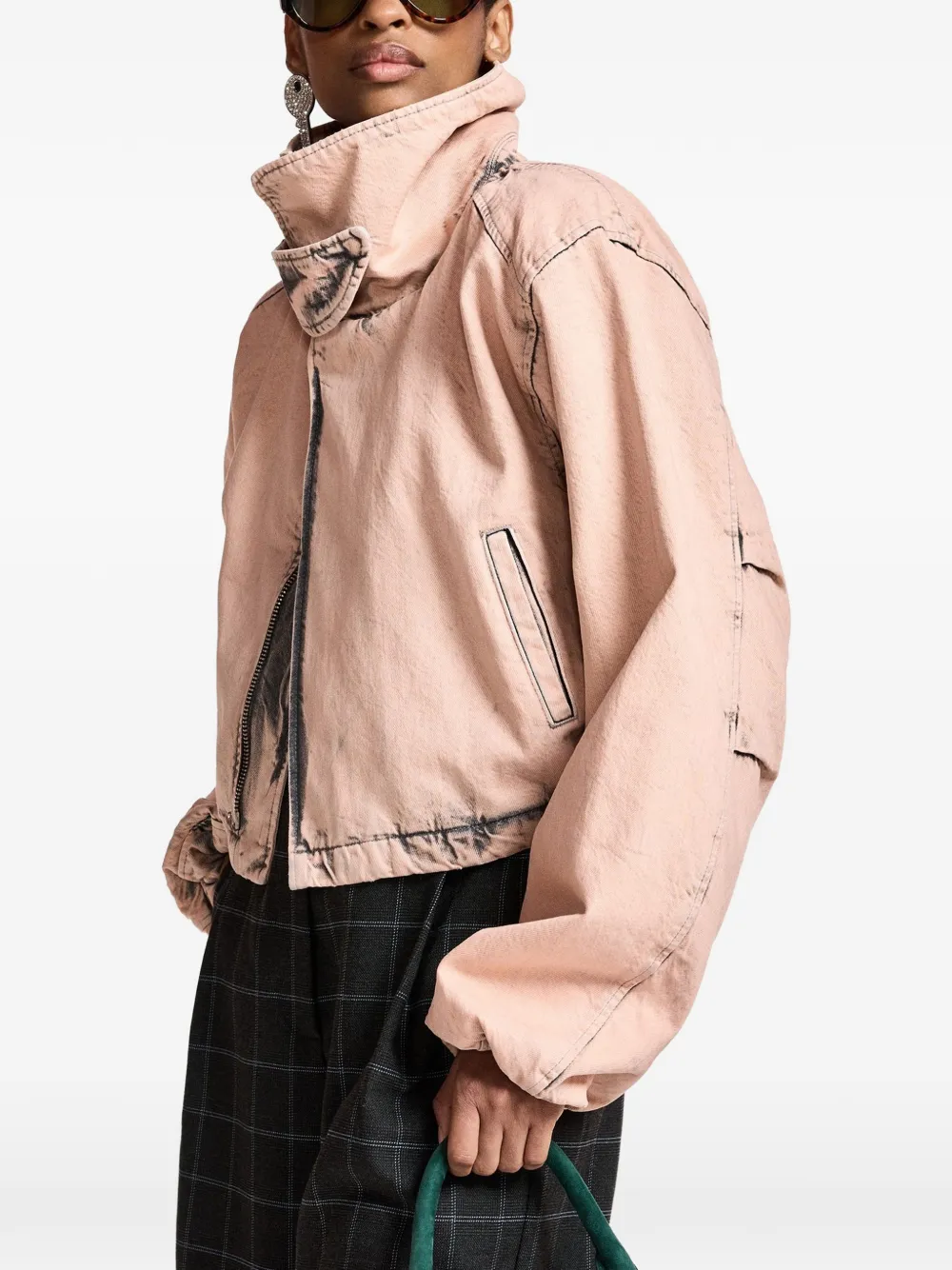 Essentiel Antwerp Koffee denim jack met ritssluiting Roze