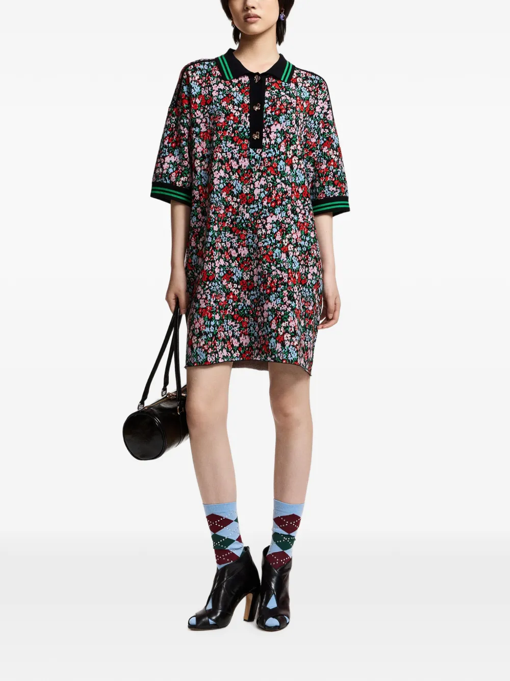 Essentiel Antwerp Kolden floral-print mini dress Zwart