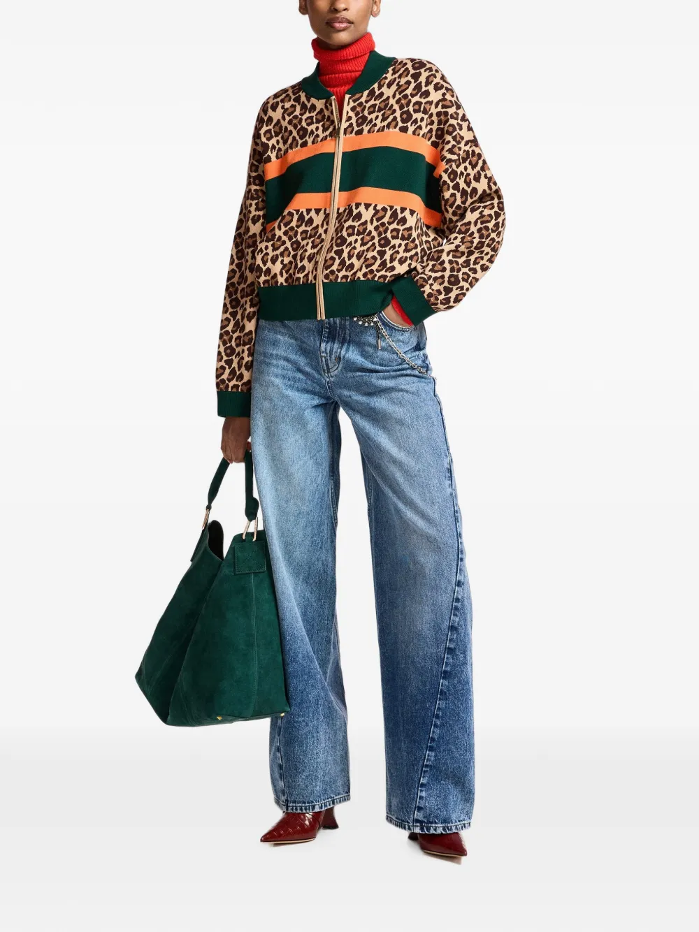 Essentiel Antwerp Kutie vest met luipaard-print en rits Bruin