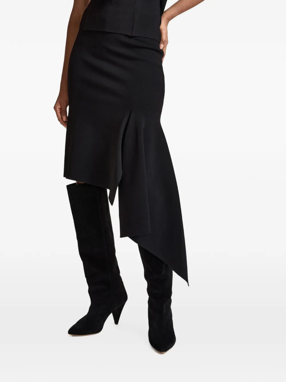 Essentiel Antwerp Midi-rok met ruches Zwart