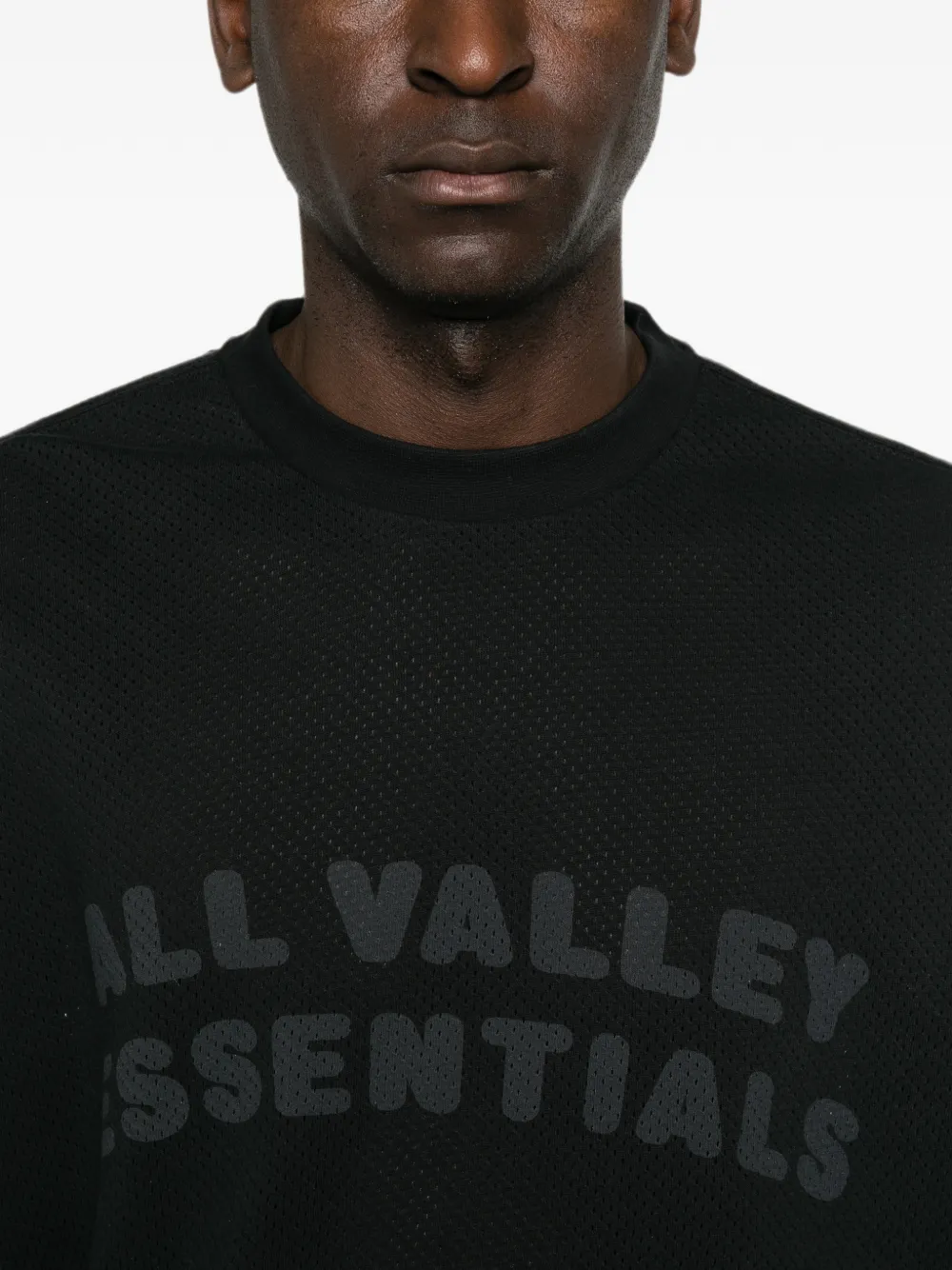 Essentials Logo-print Mesh T-shirt In Black