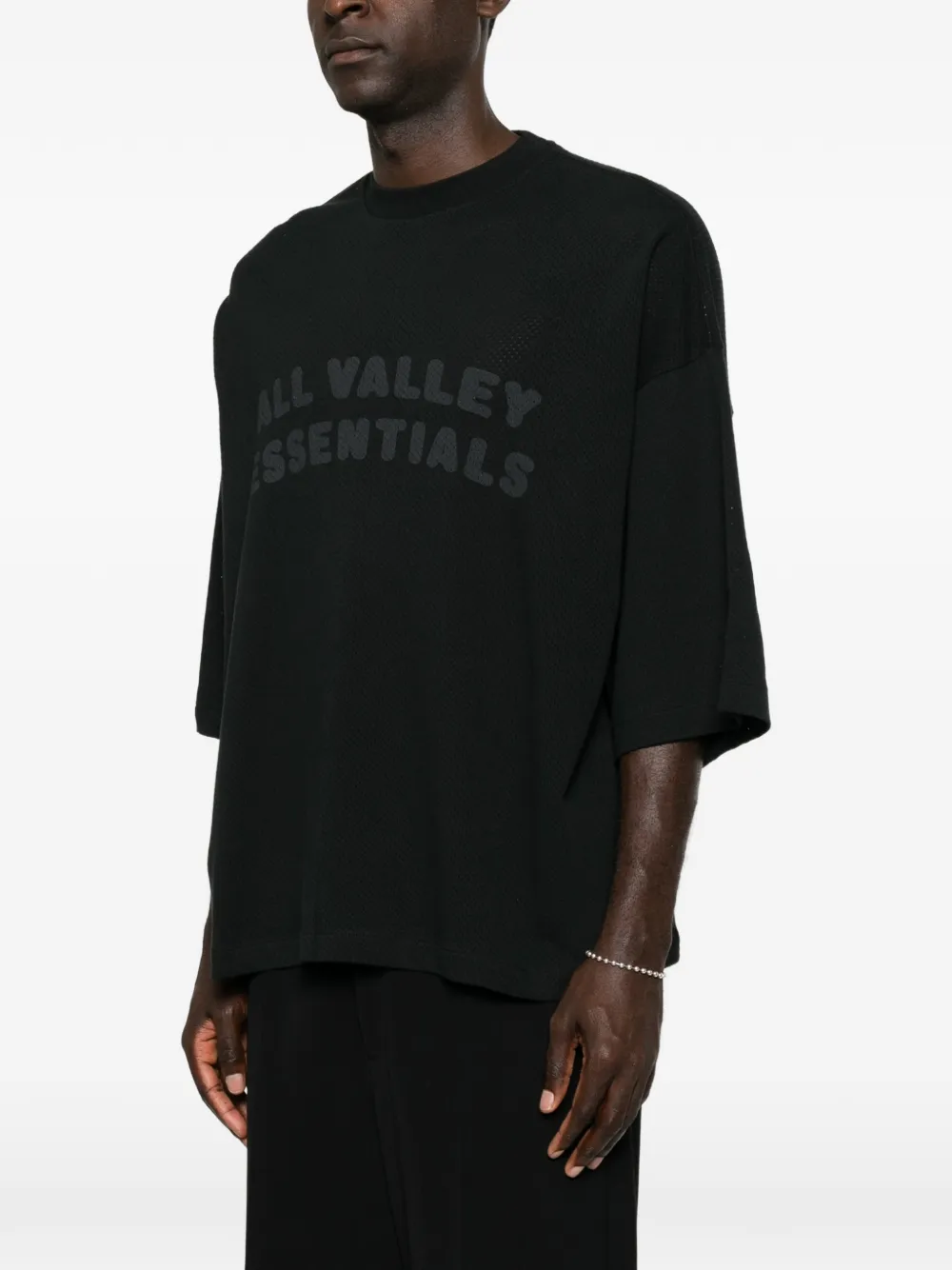 Essentials Logo-print Mesh T-shirt In Black
