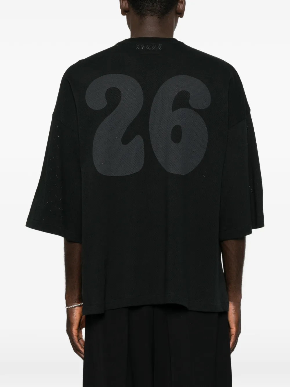 Essentials Logo-print Mesh T-shirt In Black