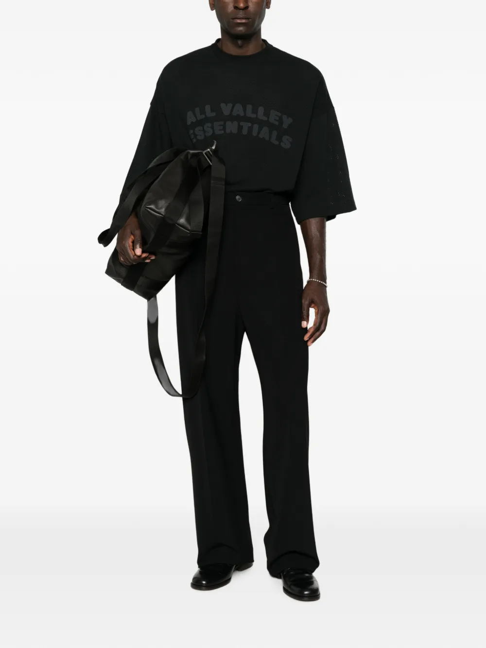 Essentials Logo-print Mesh T-shirt In Black