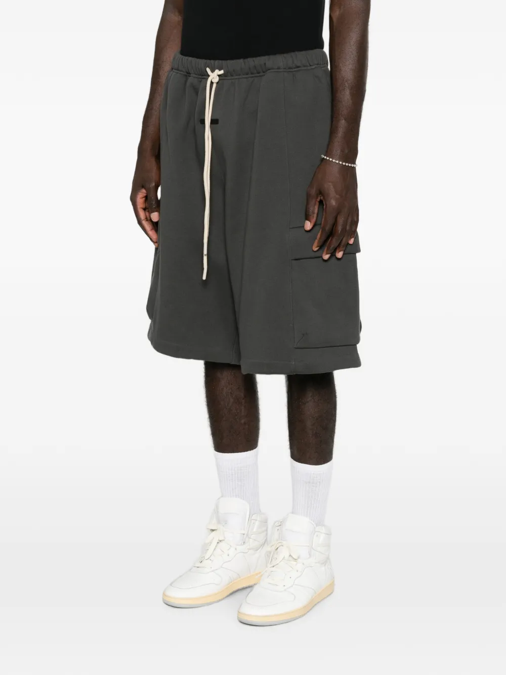 Essentials Drawstring Cargo Shorts In Gray