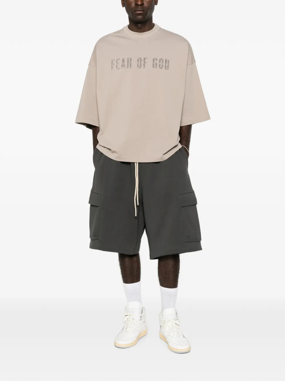 Essentials Drawstring Cargo Shorts In Gray