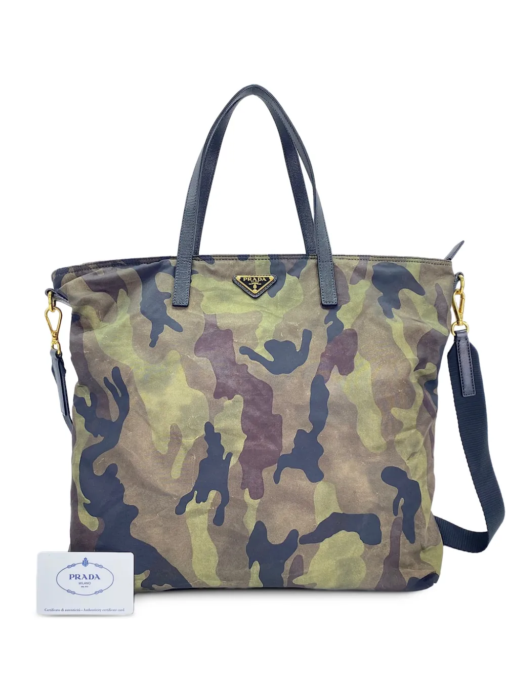 Prada Pre-Owned 2010s Tote Bag mit Camouflage-Print - Grün