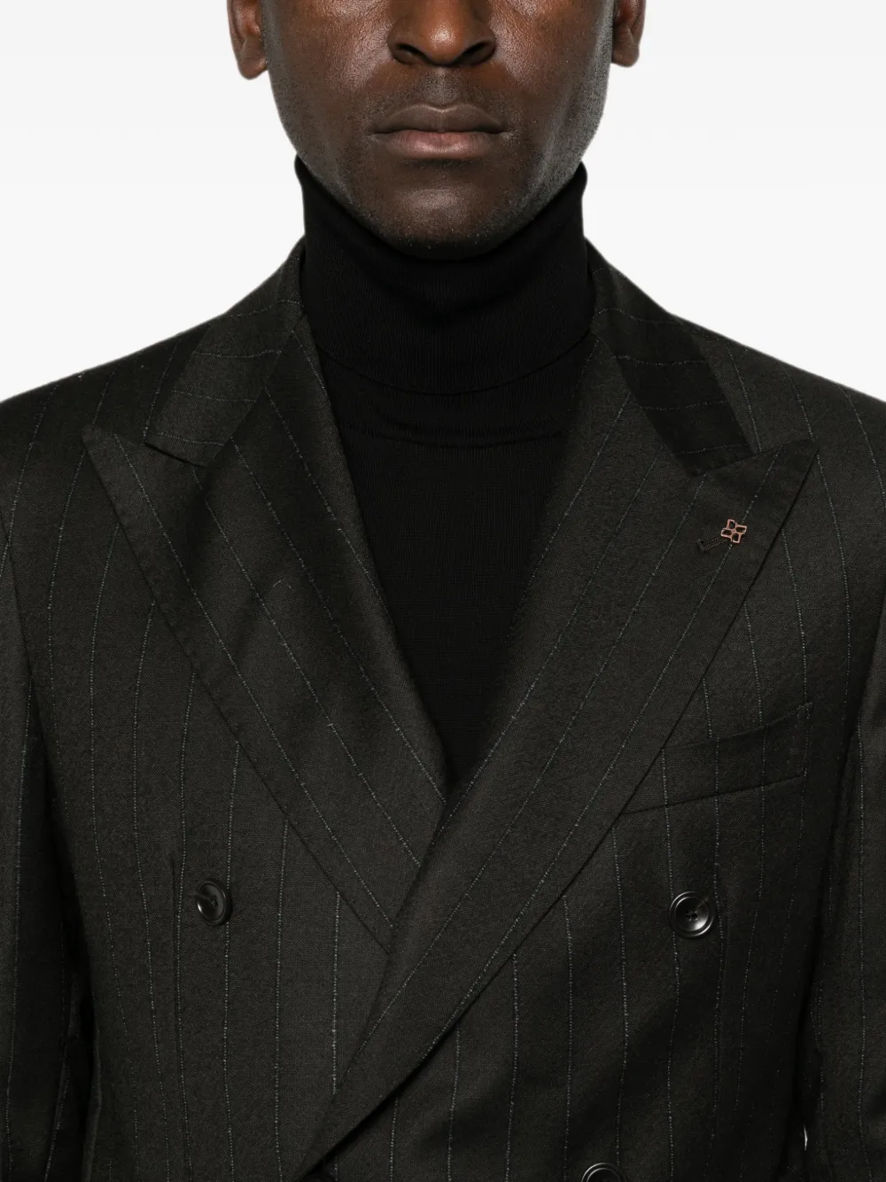 Tagliatore Stripe-pattern Double-breasted Suit In Black