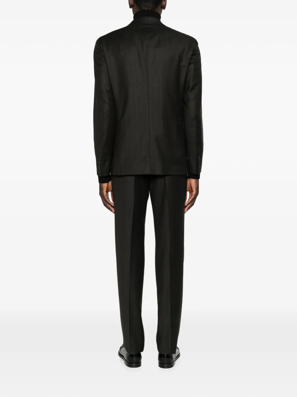 Tagliatore Stripe-pattern Double-breasted Suit In Black