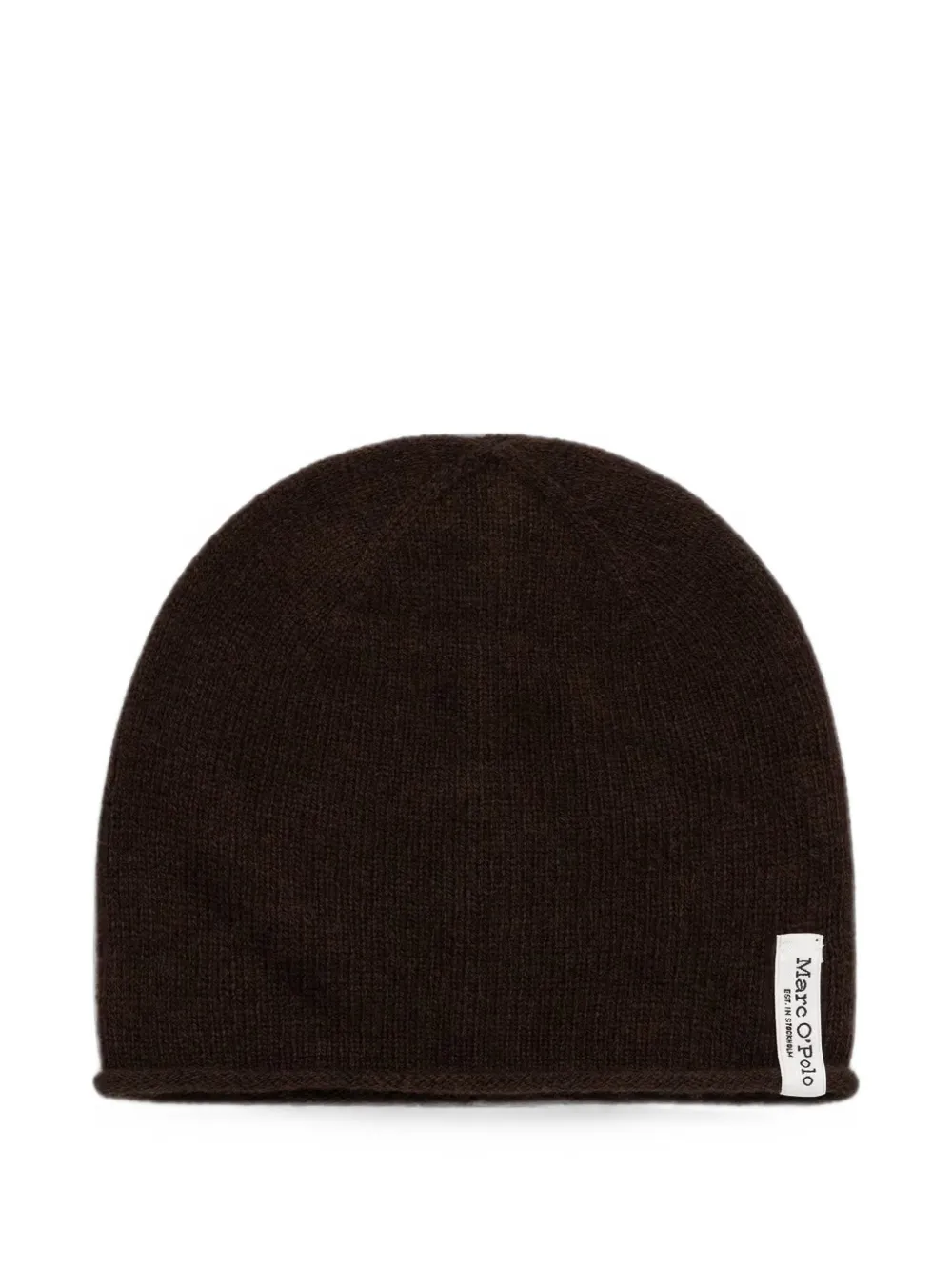Marc O'Polo logo-patch knitted beanie hat and neckerchief set - Marrone