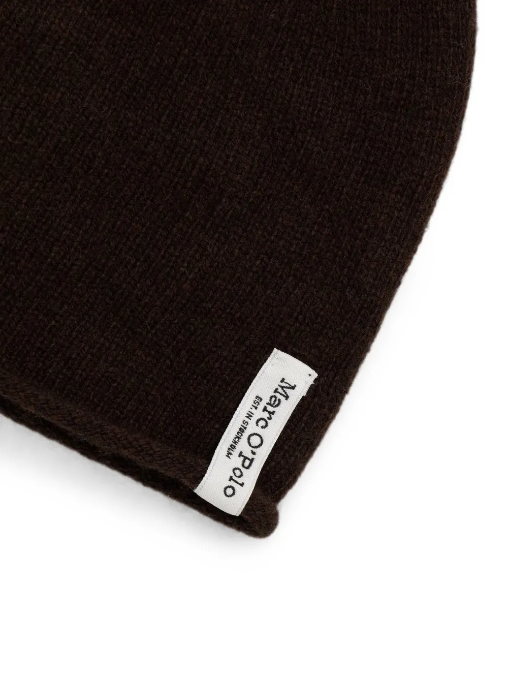 Marc O'Polo Gebreide muts en halsdoek met logopatch Bruin