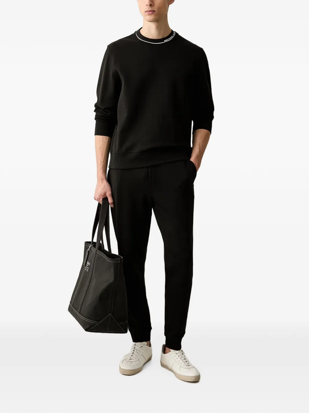Michael Kors Sweater van katoenblend met logo Zwart