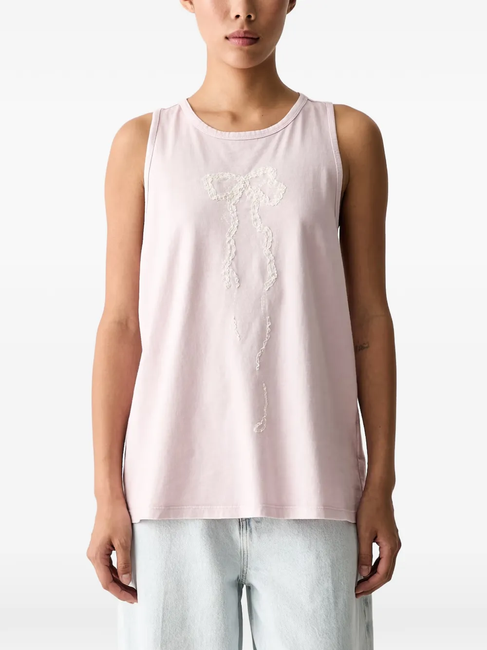 Miss Sixty Bow-patch Twist-back Top In Pink
