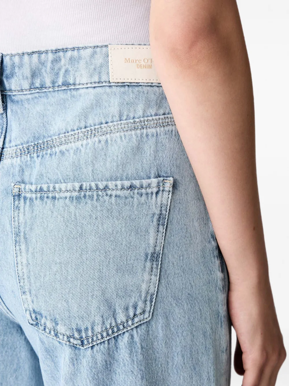 Marc O'Polo Jeans met wijde pijpen en riemlus Blauw