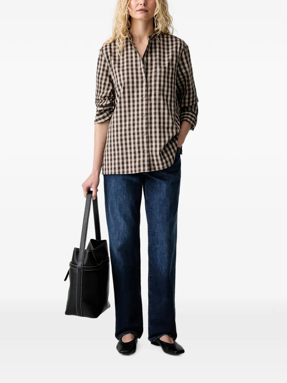 Marc O'Polo Kraagloze blouse Bruin