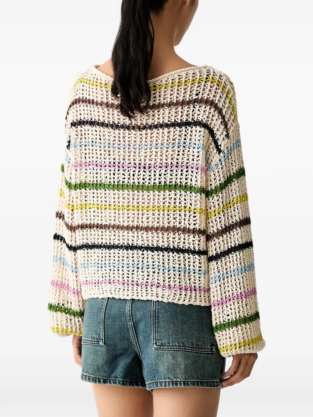 Miss Sixty striped open-knit sweater Beige