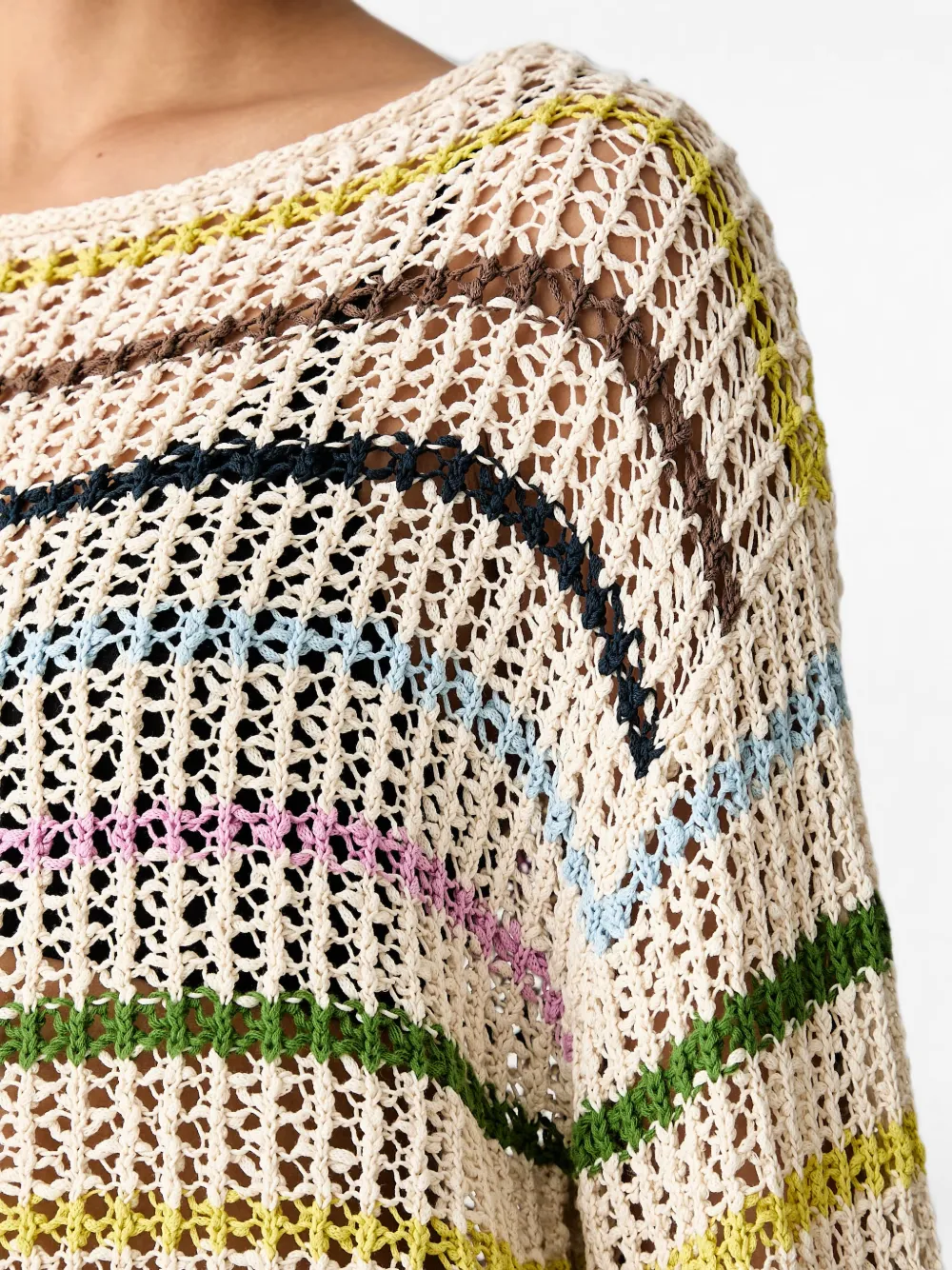Miss Sixty striped open-knit sweater Beige