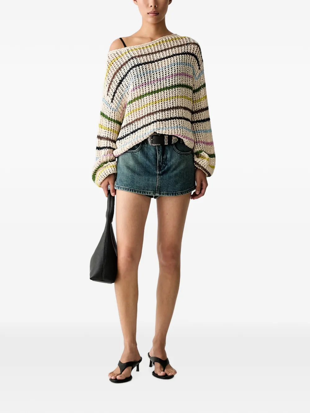 Miss Sixty striped open-knit sweater Beige
