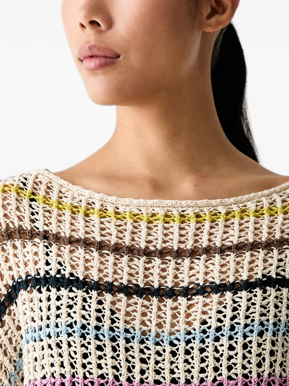 Miss Sixty striped open-knit sweater Beige